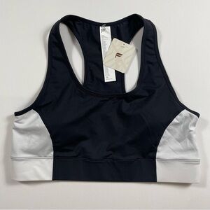 NWT Fabletics On-The-Go Medium Impact Sports Bra Size XL Black White Colorblock